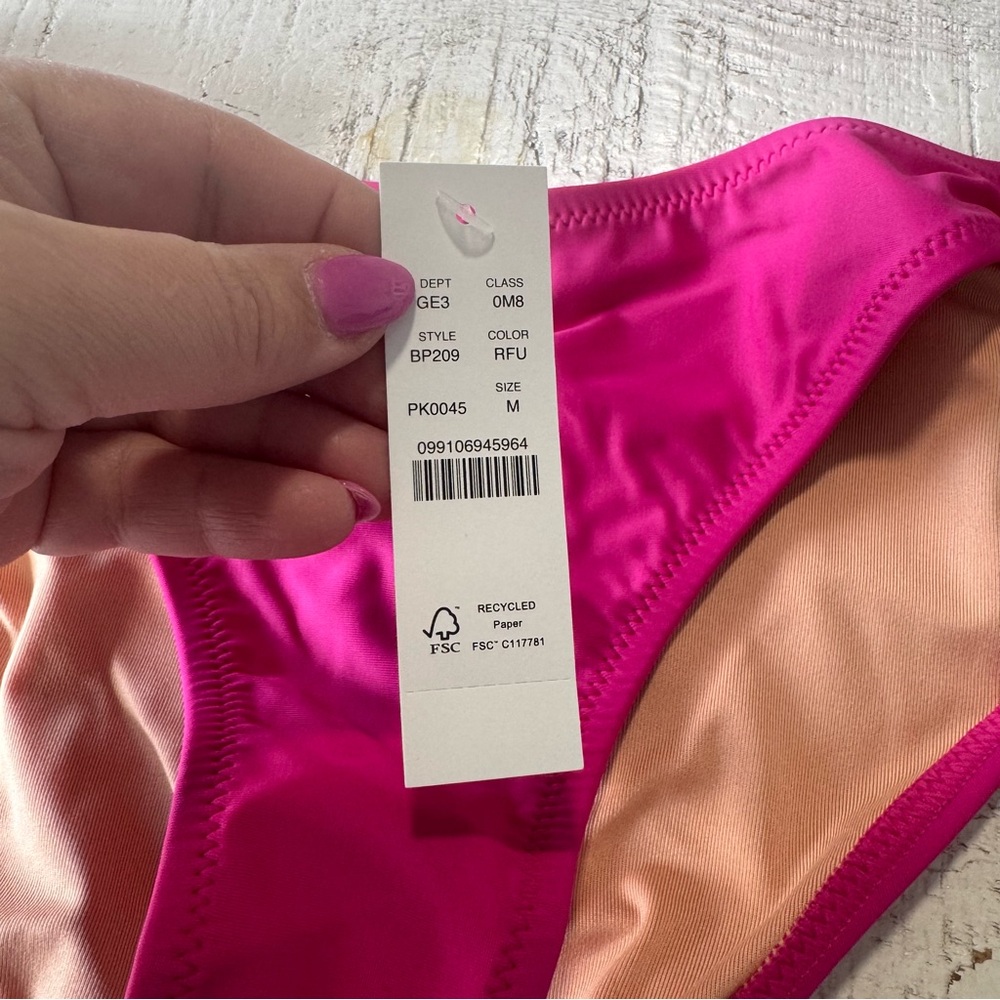 J.Crew Heritage 1989 Bikini Bottom NWT size Medium Radiant Fuchsia High-Leg - Picture 4 of 12
